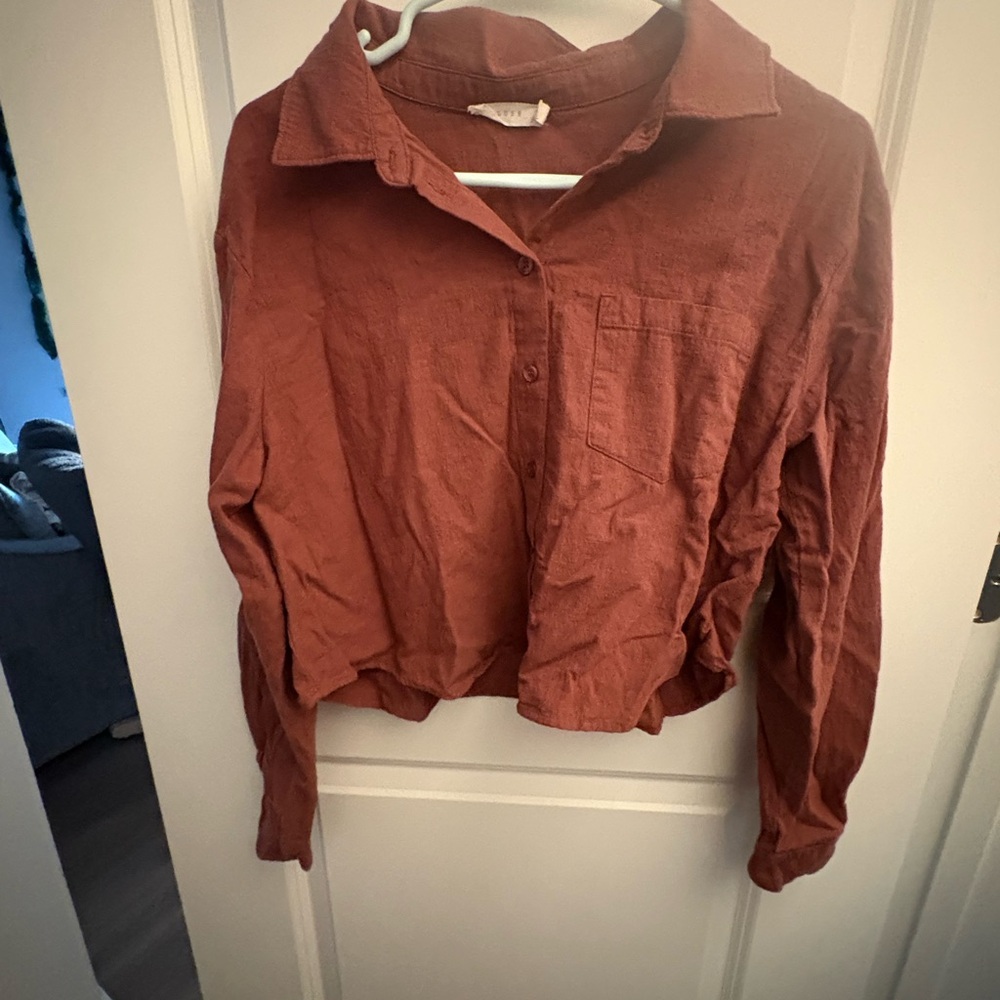 Lush Terracotta Button-Down Shirt